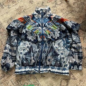 Farm Rio ruffled nylon track jacket